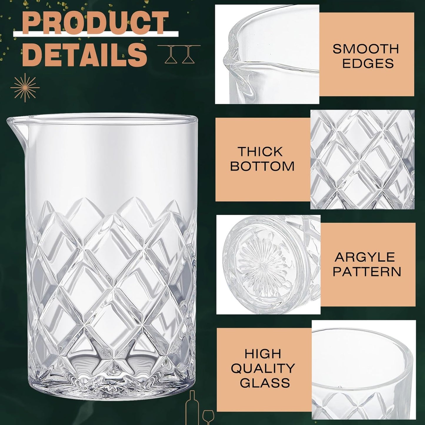 7 Pcs Gold Glass Cocktail Shaker Set Bartender gift set
