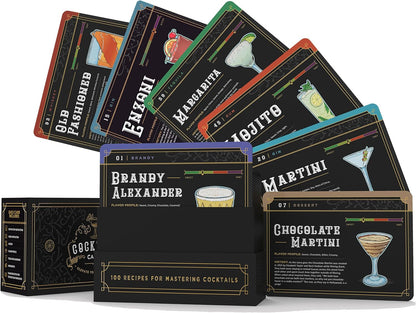 Cocktail Cards: 100 Cocktail Recipes to Master Cocktails in Bartender Flashcard