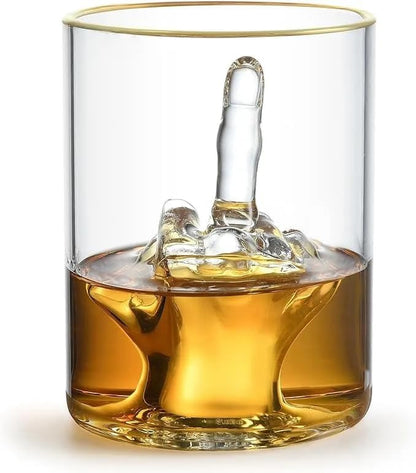 Middle Finger Funny Whiskey Glass –