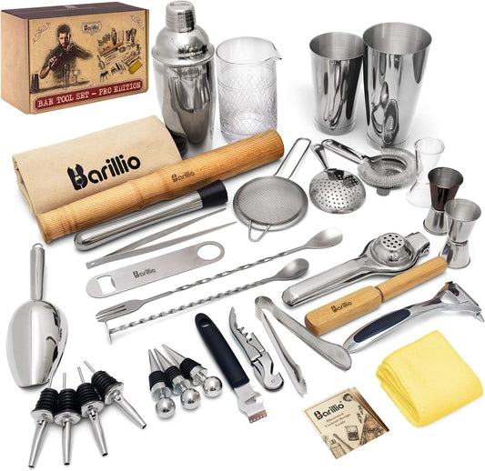 Bar Tool Set Pro Edition - Stainless-Steel Cocktail Shaker Set - 32-Pc Bar kit