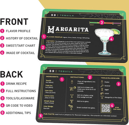 Cocktail Cards: 100 Cocktail Recipes to Master Cocktails in Bartender Flashcard