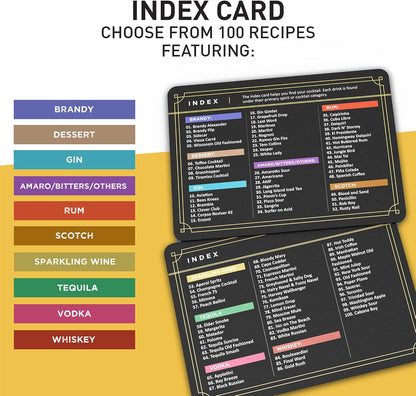 Cocktail Cards: 100 Cocktail Recipes to Master Cocktails in Bartender Flashcard