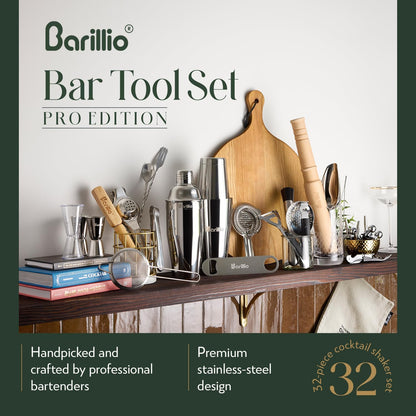 Bar Tool Set Pro Edition - Stainless-Steel Cocktail Shaker Set - 32-Pc Bar kit