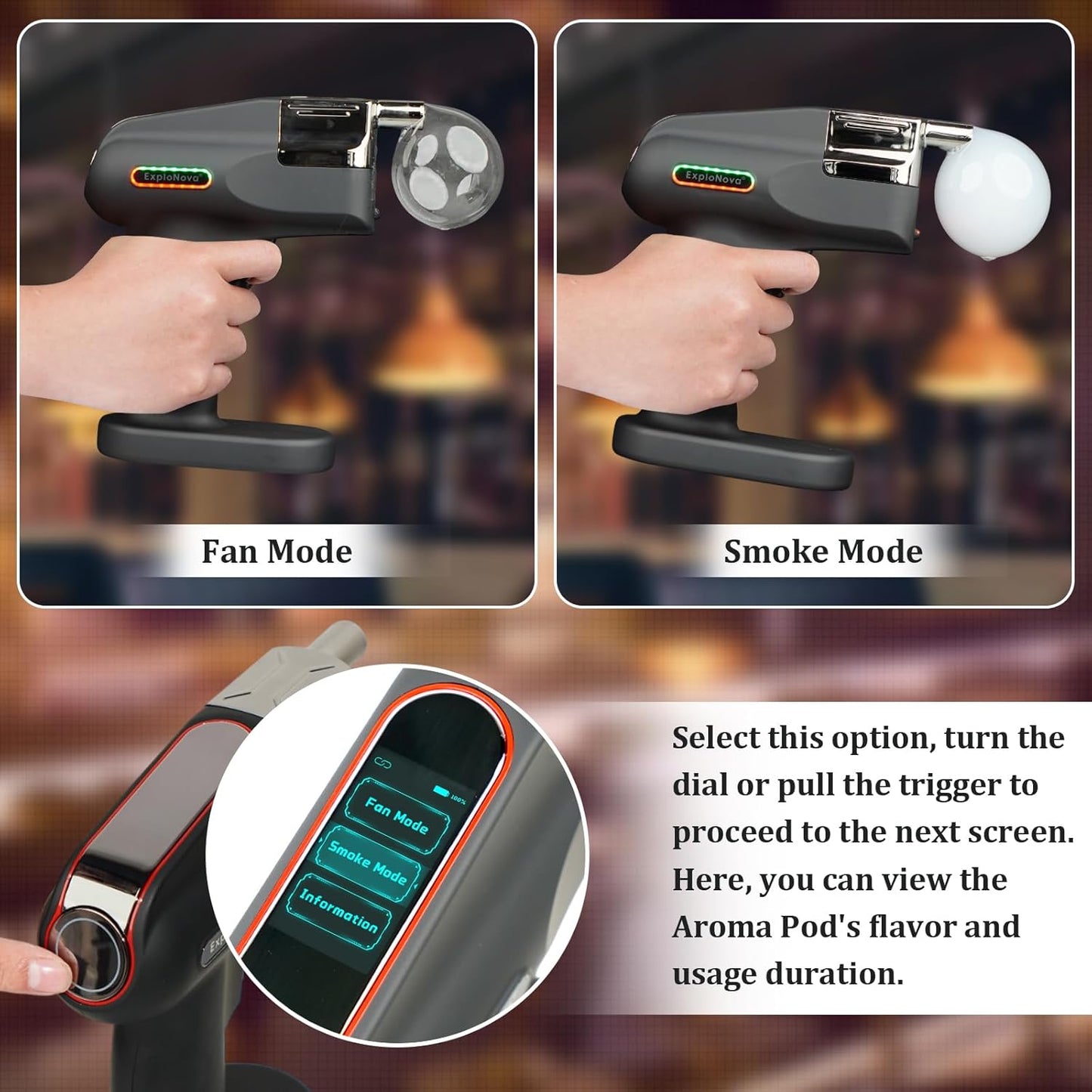 Bubble Smoke Gun Kit with 5 Flavour Aroma Pod