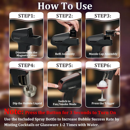 Bubble Smoke Gun Kit with 5 Flavour Aroma Pod