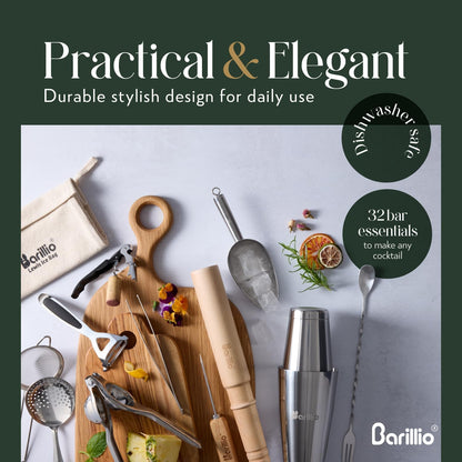 Bar Tool Set Pro Edition - Stainless-Steel Cocktail Shaker Set - 32-Pc Bar kit