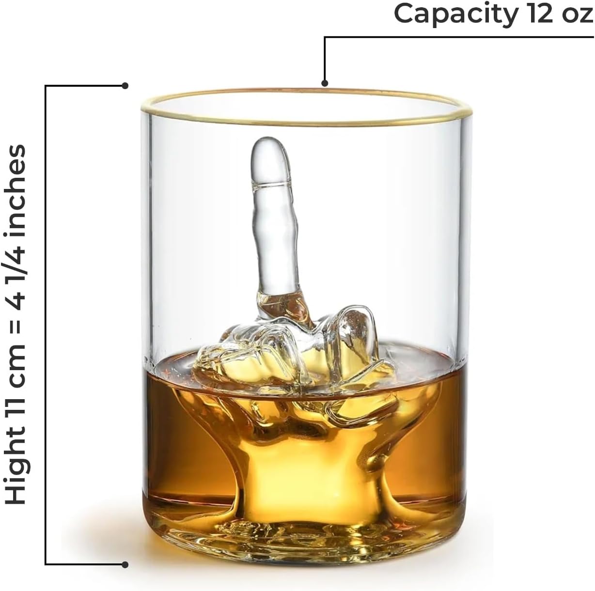 Middle Finger Funny Whiskey Glass –