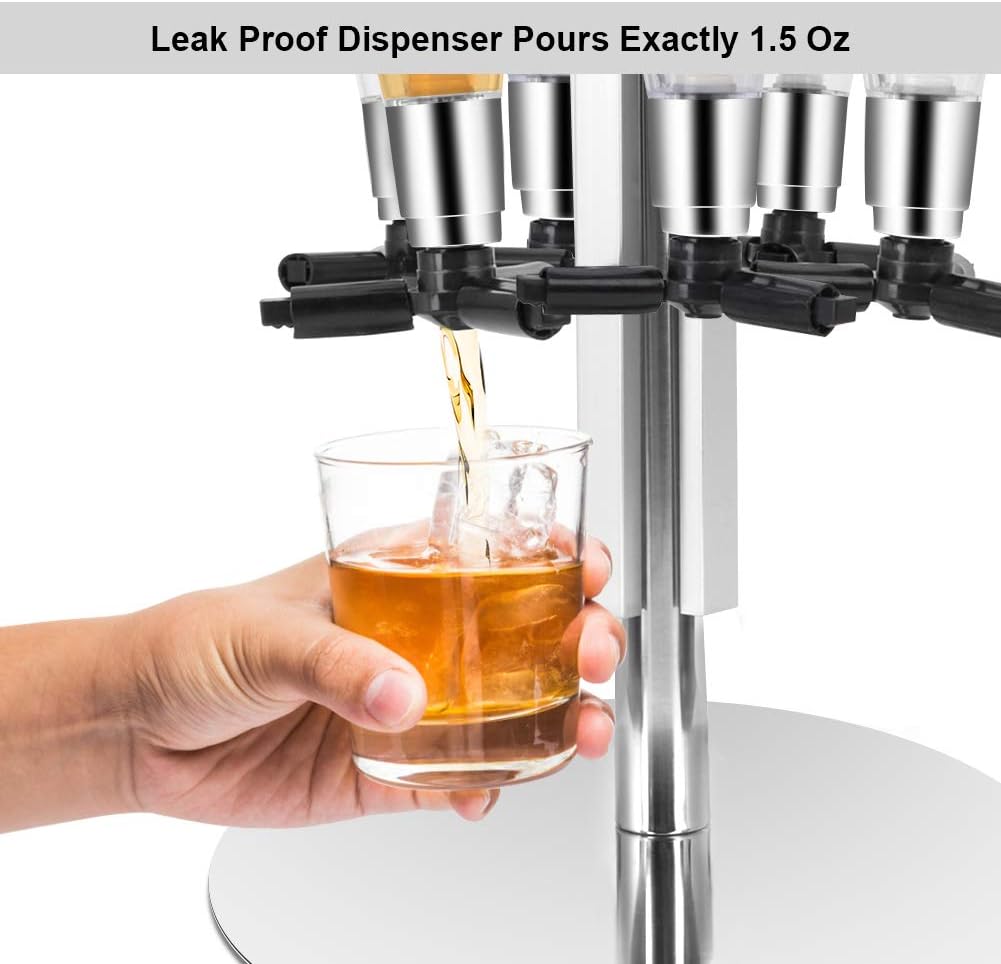 Liquor Dispenser, 6 Bottle Revolving Alcohol Rotating Dispenser