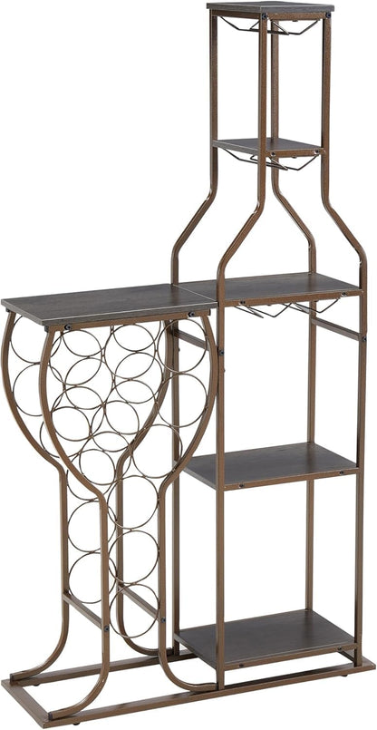 5-Tier Wooden Wine Rack for 11 Bottles – Freestanding Home Bar Storage