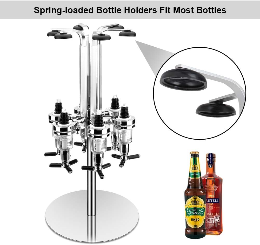Liquor Dispenser, 6 Bottle Revolving Alcohol Rotating Dispenser