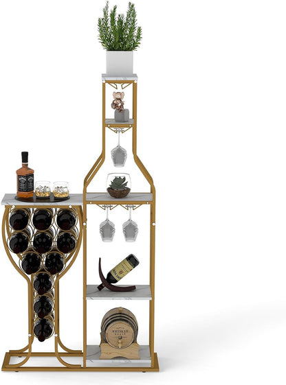 5-Tier Wooden Wine Rack for 11 Bottles – Freestanding Home Bar Storage
