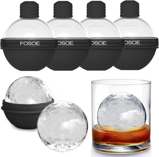 Silicone Ice Ball Molds for Whiskey - Set of 4 Round Makers