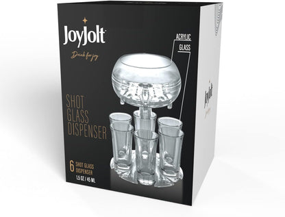 6 Shot Glass Dispenser and Glass Set. 32oz Liquor Dispenser for Home Bar Accessories