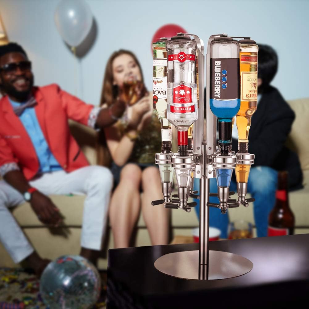 Liquor Dispenser, 6 Bottle Revolving Alcohol Rotating Dispenser