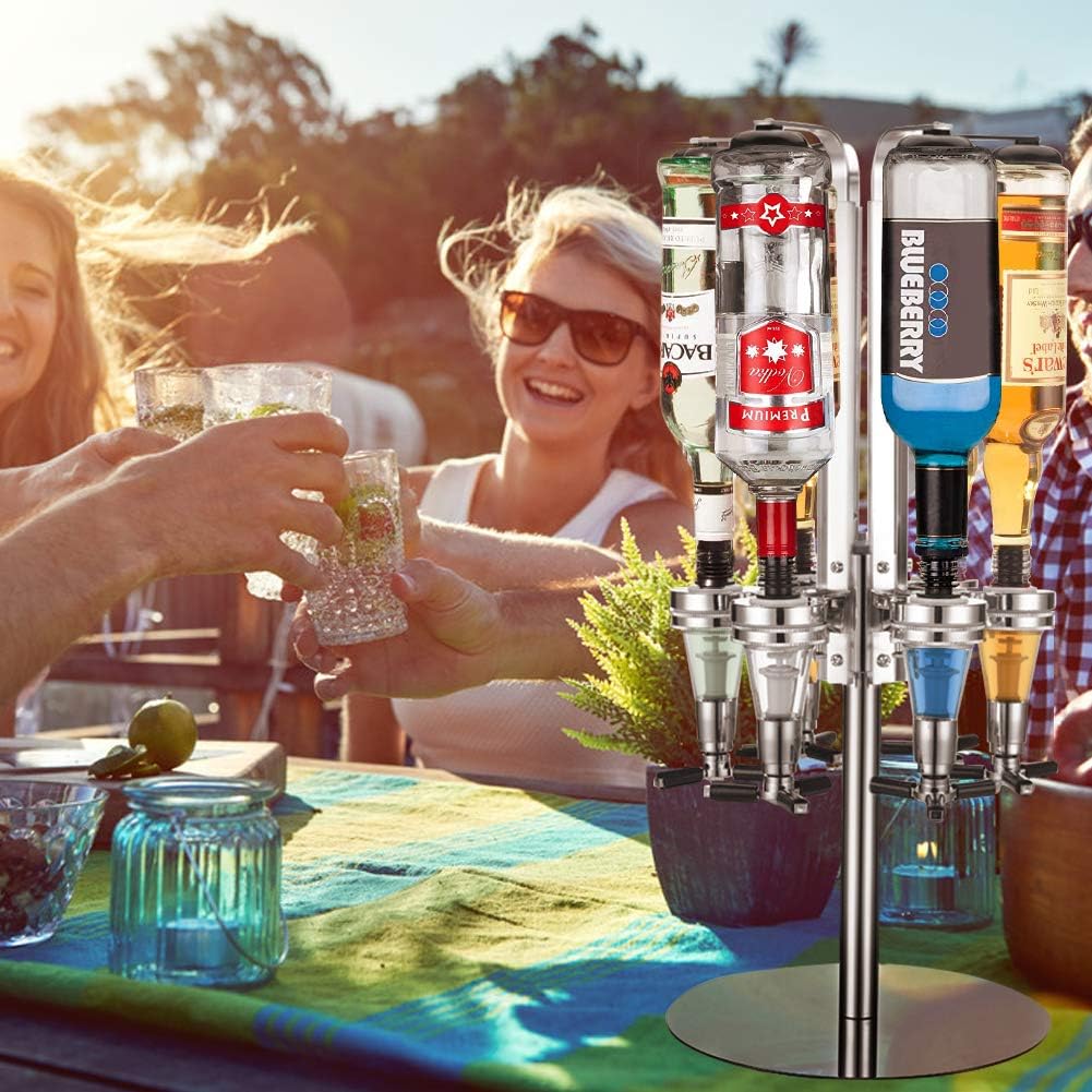 Liquor Dispenser, 6 Bottle Revolving Alcohol Rotating Dispenser