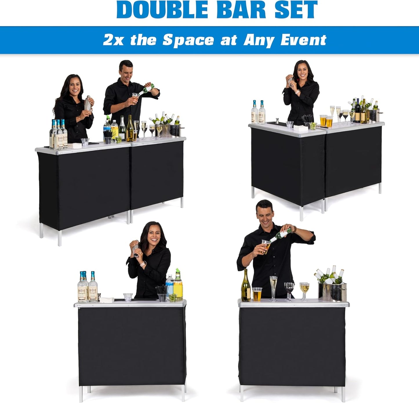 Portable Double Bar Table Set - Mobile Bartender Station