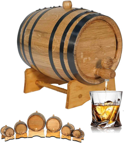 Oak Aging Barrel with Wood Stand