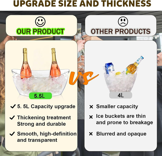 Ice Buckets for Parties, 2pcs Acrylic