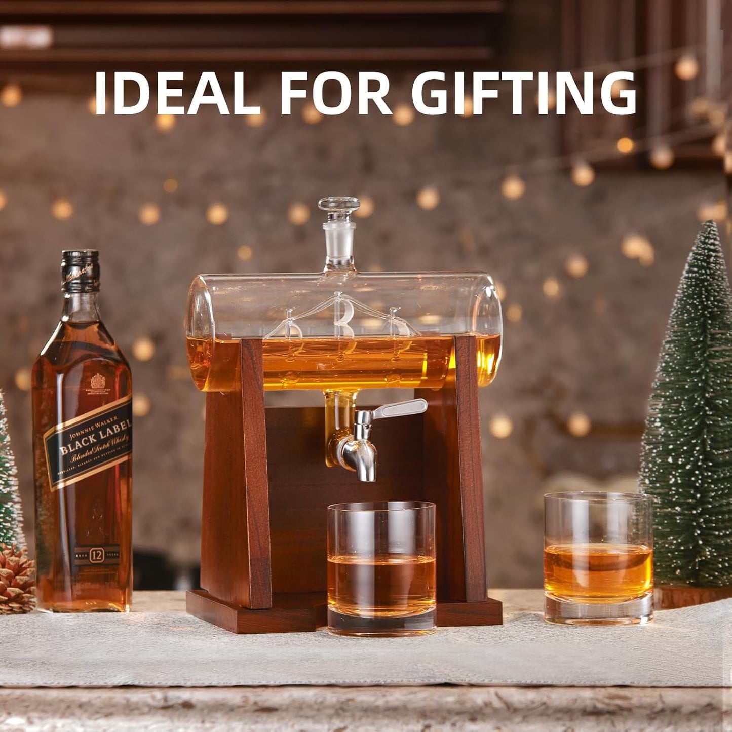 Whiskey Decanter Sets for Men, 1250ml Decanter Set with 2 Whiskey Glasses