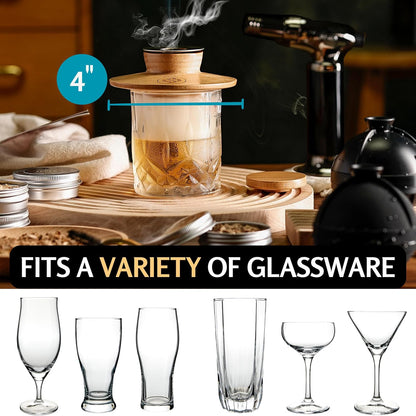 Whiskey Smoker Kit - Cocktail Smoker Kit with Torch, 2 Whiskey Glasses, 2 Ice Ball Makers, 6 Flavors Wood Chips