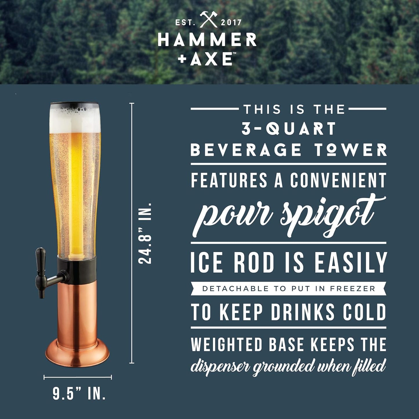 Drink Dispenser with Ice Tube – Holds 7 Cans (2.6L)