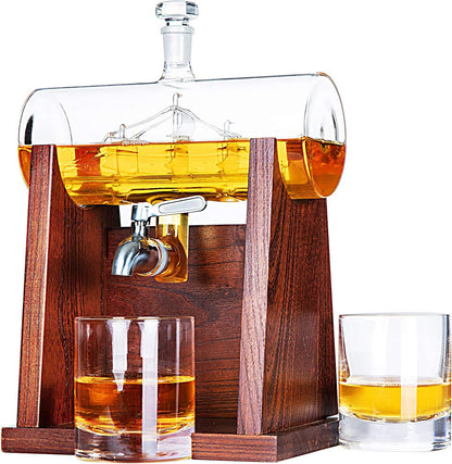 Whiskey Decanter Sets for Men, 1250ml Decanter Set with 2 Whiskey Glasses