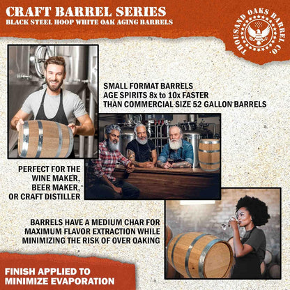 Oak Aging Barrel with Wood Stand