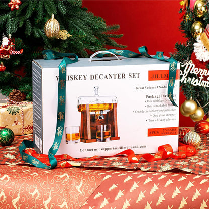 Whiskey Decanter Sets for Men, 1250ml Decanter Set with 2 Whiskey Glasses