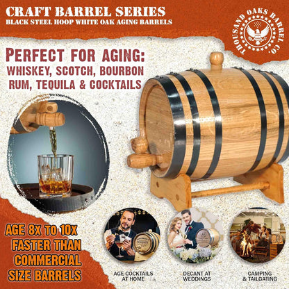Oak Aging Barrel with Wood Stand
