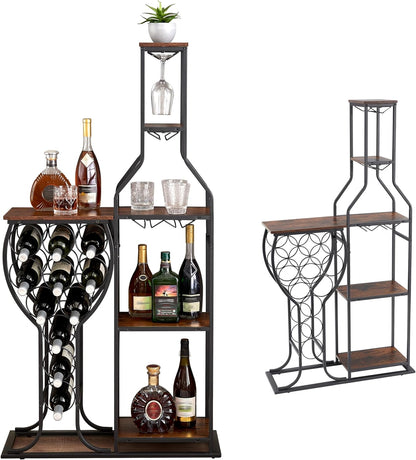 5-Tier Wooden Wine Rack for 11 Bottles – Freestanding Home Bar Storage