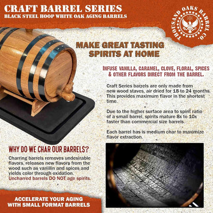Oak Aging Barrel with Wood Stand