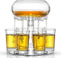 6 Shot Glass Dispenser and Glass Set. 32oz Liquor Dispenser for Home Bar Accessories