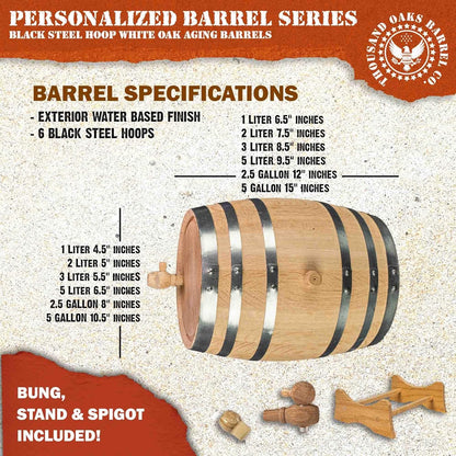 Oak Aging Barrel with Wood Stand