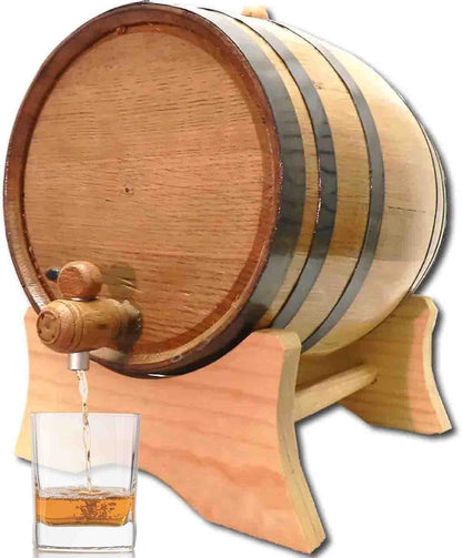 Oak Aging Barrel with Wood Stand